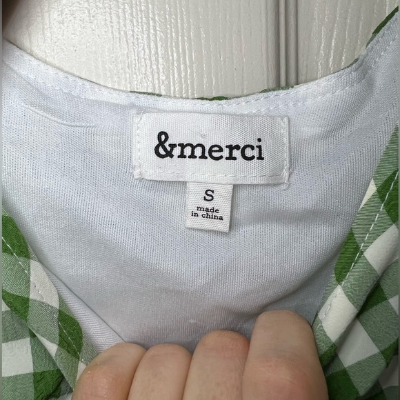 &merci Green Gingham shoulder tie strap dress - Picture 8 of 8